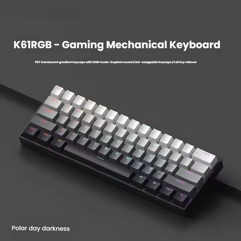 K61 USB Mini Mechanical Gaming Wired Keyboard Hot-Swappable Mechanical Keyboard Detachable Cable