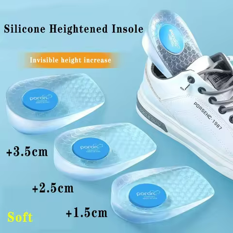 Height-Increasing Insoles for Men and Women, Silicone Invisible Height-Increasing Pads, Shoe Height-