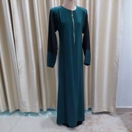 NEW JUBAH PLAIN EMERALD GREEN + HITAM. JUBAH WANITA. SAIZ L. READY STOCK