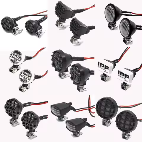 RC Car Round Roof LED Headlights Spotlight with Bracket for 1/10 Crawler Traxxas TRX4 TRX6 Axial SCX