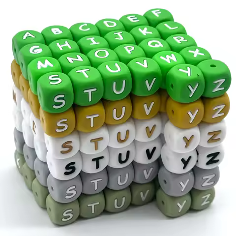 26pcs/52pcs 12mm Silicone letter beads for DIY Key Chains, Necklaces, Bracelets, Bag Chains, Pen Bea