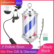 28cm Barber Shop Pole Rotating Lighting Red White Blue Stripe Light Stripes Sign Hair Wall Hanging LED Downlights