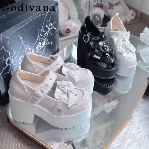 Mine Mass-Produced Pink Lolita Pumps Spring and Autumn New Cute Girl's Women Sweet Elegant Bow High 