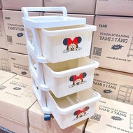 Kệ Đựng Đồ 3 Tầng Decor Hình Chuột Mickey Thiết Kế Thông Minh Có Bánh Xe Di Chuyển Dễ Dàng