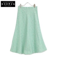 ANAI 10231711370 綠色棉尼龍格子粗呢喇叭長裙，38碼