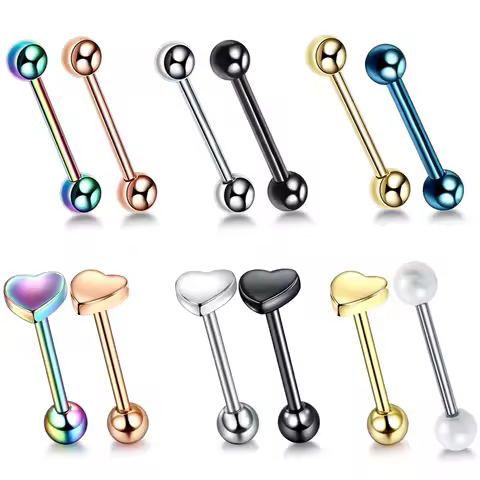 1PC Steel Tongue Piercing Industrial Barbell Heart Nipple Barbell Flesh Tunnel Ear Plugs Ear Expande