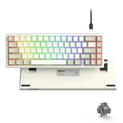 Womier 60% Percent Keyboard V-K66 Mechanical Gaming Keyboard Gasket Mounted Wired LED Backlit Hot-Sw