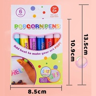 6pcs/set 3D Magic Popcorn Pens Puffy Paint Bubble Pen for Greeting Birthday Cards Kids Children 3D Art Pens Kids Gifts School Stationery Christmas Gift