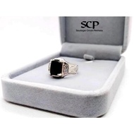 Permata Akik Yaman Hitam Asli Silver 925 Design Swiss