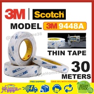 3M 9448A Double Sided Tape 30Meters Thin Tissue Non Woven Strong Easy Removal Original Scotch