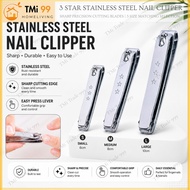 TMi Nail Clipper Three Stars Stainless Steel Nail Clipper 3 Sizes S/M/L, Sharp Durable Fingernail To