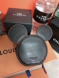 二手正品 COACH 米奇零錢包 經典黑