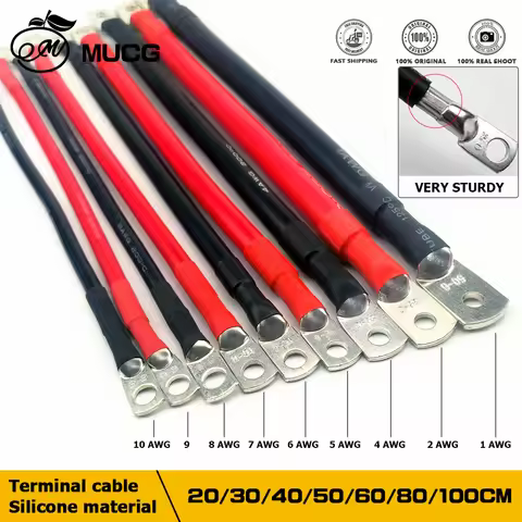Very soft Terminal cable Silicone material With M6 or M8 Lug For Battery inverter connection 10 8 6 