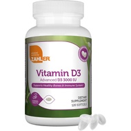 Zahler - Advanced Vitamin D3 3000 IU Softgels (120 Count) Kosher Vegetarian Friendly Vitamin D for I