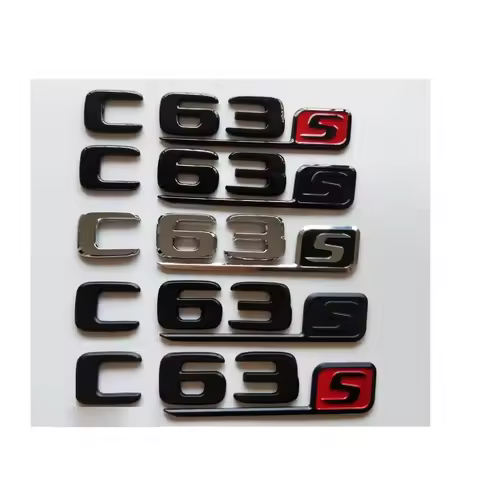 Flat Font Trunk Chrome Gloss Black Red Letters Emblems W204 S205 W205 Coupe C63 S C63s