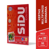MERAH Sidu Photocopy Paper Red/Red 80 GSM A4 Contents 50 Sheets - SDU CLR 80 A4 250 50