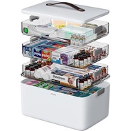 CTIME 3-Tier Medicine Organizer - Portable Medicine Cabinet with Leather Handle, Empty First Aid Kit