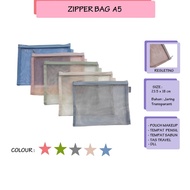 Zipper Bag A5 Pencil Case/ Zipper Map/ Makeup Bag/ Pencil Case/ Zippered Mesh Bag/ A5 Wallet Pouch/