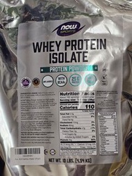 乳清蛋白分離粉 NOW Sports Whey Protein Isolate 10 lbs 4.54kg