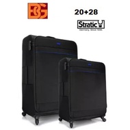 [STRATIC] 2IN1 Set 20''+28'' INCH SUPPER TOUGH 4 WHEELS NYLON FIBER SOFT CASE LUGGAGE WITH BUILD IN 