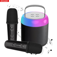 Newmsnr Dual Microphone Bluetooth Speaker With Mic Portable LED Lighting Wireless Bluetooth Karaoke Speaker HiFi 3D Stereo Party Amplifier