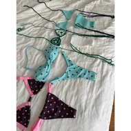 Blue-brown polka dot bikini