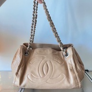 Chanel classic vintage CC big logo leather chain shoulder bag tote Handbag經典中古復古絕版香奈兒小香真皮鏈條手袋啡色奶茶色托特包大袋上機袋奶粉袋ol 袋上膊#468