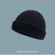 Beanie Hat Topi Streetwear Unisex Knitted Skullcap Hat Binnie Cap Roll Up Edge Trendy Cap 1
