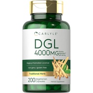 Carlyle DGL Deglycyrrhizinated Licorice Capsules | 200 Count | 4000mg | Vegetarian, Non-GMO & Gluten