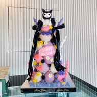 Donat Tower/ Birthday Cake Tema Sanrio Kuromi / Kue Ultah Murah