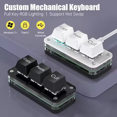 RGB 3 Keys Macro Programming Mini Keyboard for Photoshop Gaming Hotswap Programming Keypad Copy Past