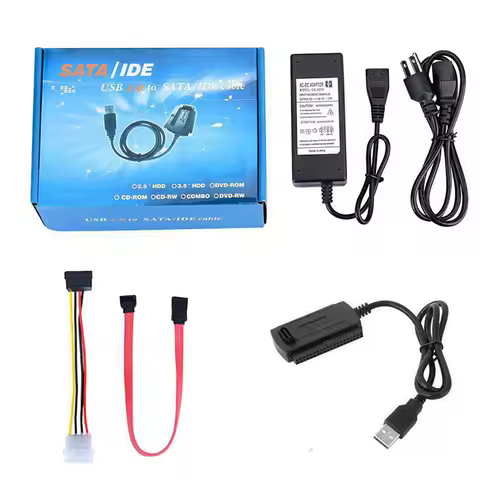SATA to USB 2 SATA IDE Adapter Cable PATA IDE to USB Converter for 2.5 3.5 Inch SSD HDD with AC Adap