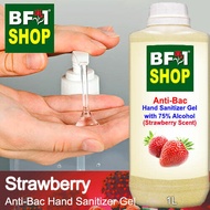 Anti Bacterial Hand Sanitizer Gel with 75% Alcohol  - Strawberry Anti Bacterial Hand Sanitizer Gel - 1L