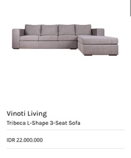 Vinoti Living Tribeca L-Shape Sectional 3-Seat Sofa Bekas / Preloved