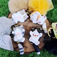 GANTUNGAN Pompom Cat Keychain Cat Tag Keychain Cat Pompom Keyring Cat