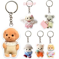 GOGUVO Sylvanian Families Doll Keychain, Mini Cute Poodle Doll Keyrings, Funny Acrylic Animal Toys F