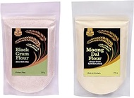 Jioo Organics Black Gram Flour (Urad Ki Dal Atta) and Moong Dal Atta | Flours Combo | 250gm Each