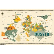 World Map Upside Down Poster x Rolled PSA