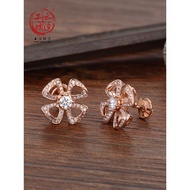Yunxi Bloom Flower 18k Gold Diamond Color Gold Rose Gold Earrings Female White Gold Earrings Diamond