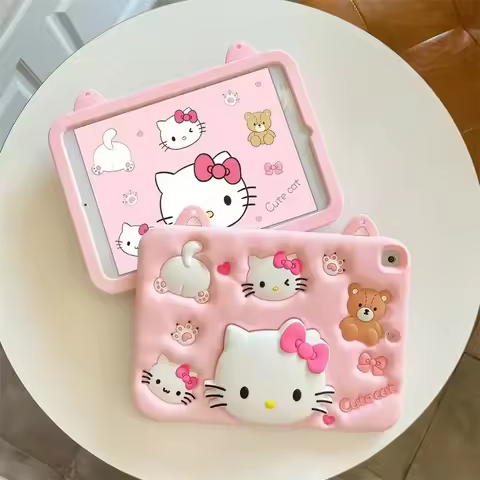 Hello Kitty Cartoon Case for Ipad 2025 A16 11in Case 10th Generation 10.9in Soft Silicone Case Air7 