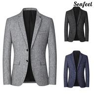 [SEA] Men Blazer Solid Color Single Breasted Autumn Winter Two Buttons Pockets Suit Coat for Wedding