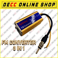 Car Auto Stereo Antenna FM Radio Band Frequency Converter* 12V 3 IN 1