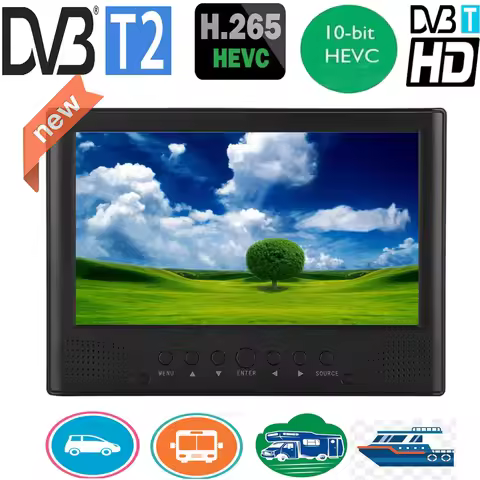 Leadstar 9 Inch Portable Digital Mini Tv With DVB-T-T2 Hevc H265 10Bit Code 16:9 800*480 Dual Speake
