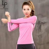 LJ- Woman Long Sleeve Shirt Breathable Slim Sports Running Yoga Gym Elastic Top Gym 运动长袖女