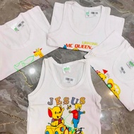 Combo 5 áo ba lỗ màu trắng bé trai bé gái thun 100% Cotton Bossini in Hình 3-38kg/ bộ quần áo trẻ em