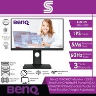 BenQ GW2480T Monitor - 23.8"/5ms/FHD/60Hz/IPS Panel/VGA/HDMI/DP/VESA/Speaker/Audio In/Pivot Rotation
