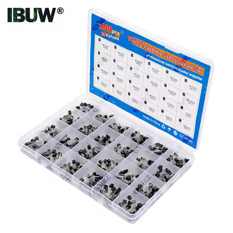 480PCS 24Values TO-92 Transistor Assortment Kit (2N2222/S8050/BC337 etc.) in Box for Arduino DIY Ele