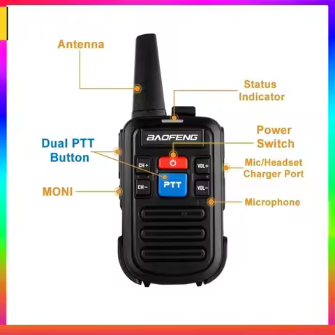 Baofeng BF-C50 Mini Walkie Talkie UHF Dual PTT 5W Kids Woki Toki Type-C Charger Child Intercom HF Tr