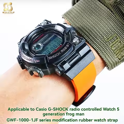 Waterproof Fluororubber Watch with For Casio G-SHOCK Radio Watch 5th Generation Frogman GWF-1000-1JF