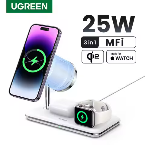 UGREEN MFi for Magsafe 25W Wireless Charger Stand 15W 3-in-1 Charging Station For iPhone 15 16 Pro M